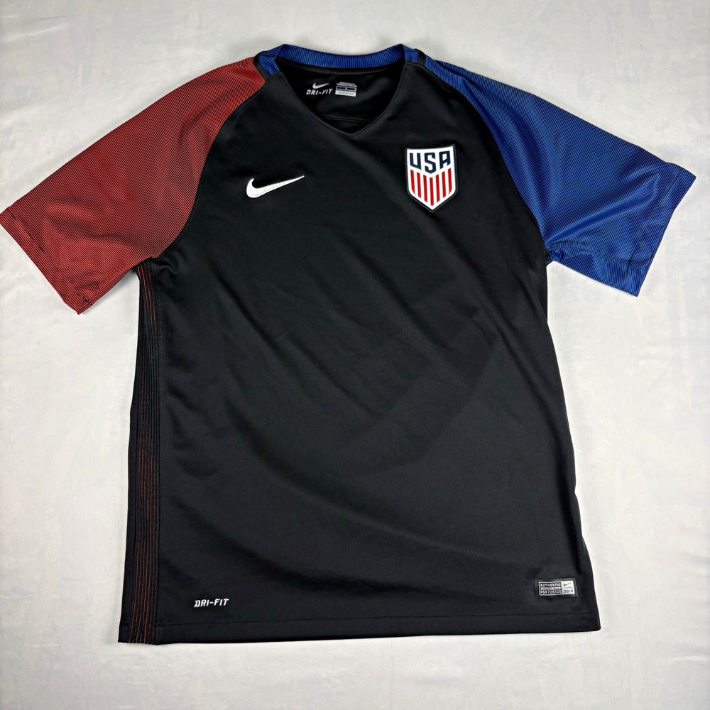 Nike USA Soccer Dri-FIT Mens Authentic Jersey Shirt Black Blue Red L 2016